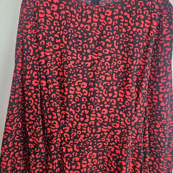 Shein Curve, Red and Black animal print dress with tie for waist, 3X - Picture 6 of 9